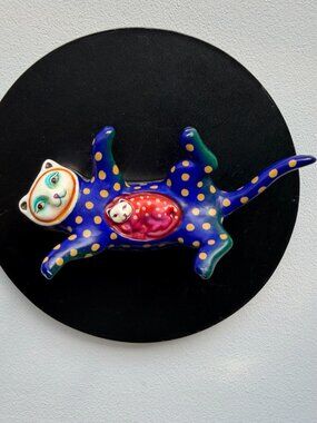 Vintage~Signed~Sergio Bustamante~Cat/Kitten Pin